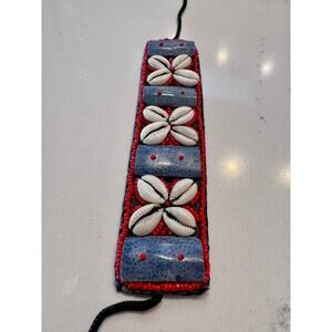 Handmade Cowrie Shell Beaded Bracelet Boho Tribal Adjustable Cuff